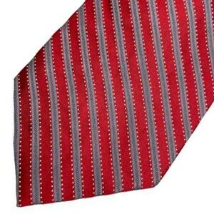 Apt. 9 Silk Tie Red Silver Striped Geometric Regimental Repp Office Wedding